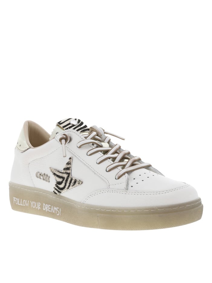 Tennis en cuir zebre plates...