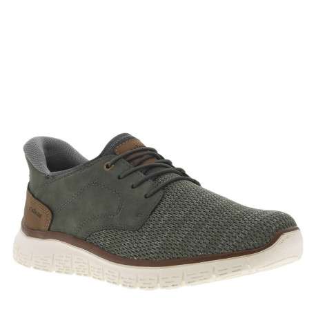 Sneakers kaki à talon plat et à lacets élastiqués kaki avec marque embossée - Image 3