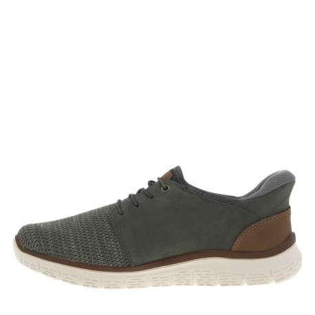 Sneakers kaki à talon plat et à lacets élastiqués kaki avec marque embossée