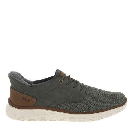 Sneakers kaki à talon plat et à lacets élastiqués kaki avec marque embossée - Image 2