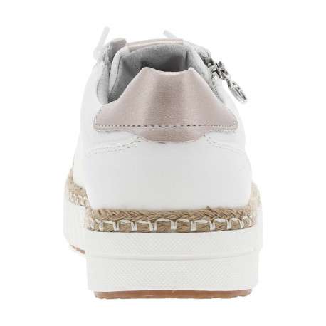 Tennis blanc plates à lacets et zip latéral avec empiècements rose métallisé - Image 6