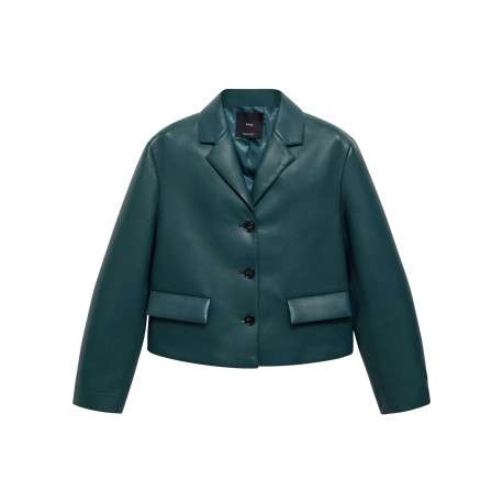 Blouson canard uni avec une coupe droite et un col à revers avec des poches