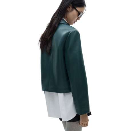 Blouson canard uni avec une coupe droite et un col à revers avec des poches - Image 2