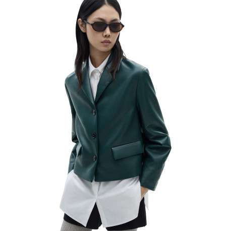 Blouson canard uni avec une coupe droite et un col à revers avec des poches - Image 4