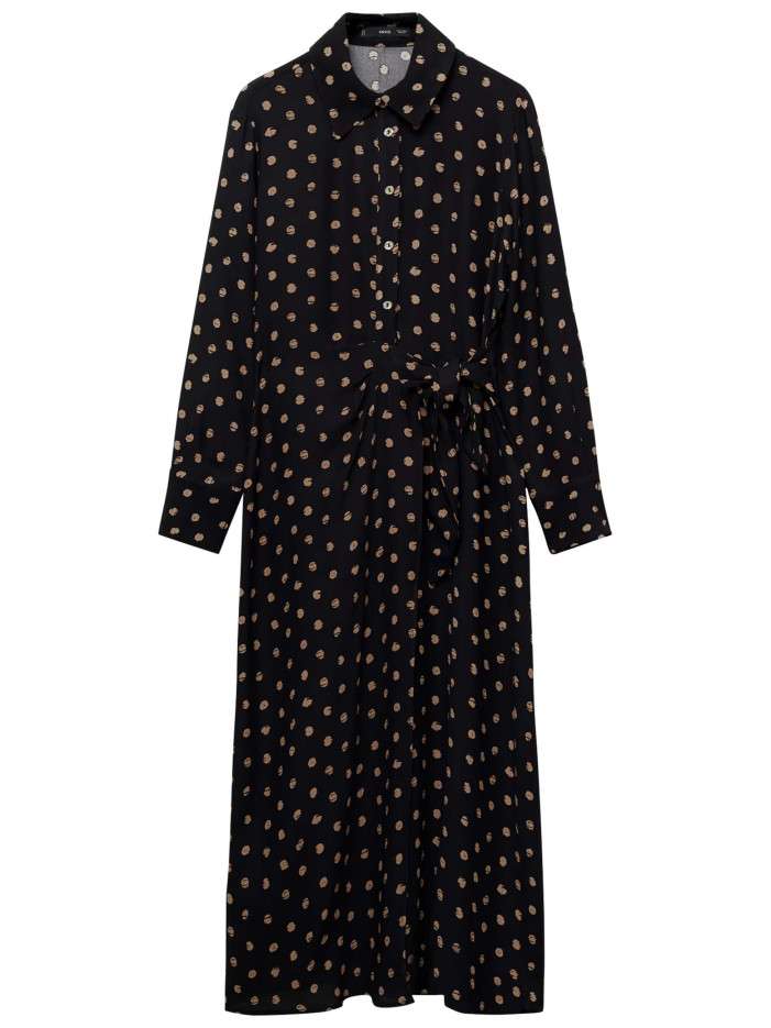Robe longue noire imprimée...