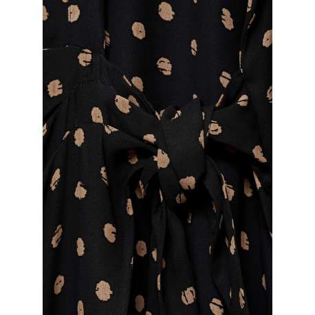 Robe longue noire imprimée avec une coupe droite à col français - Image 3