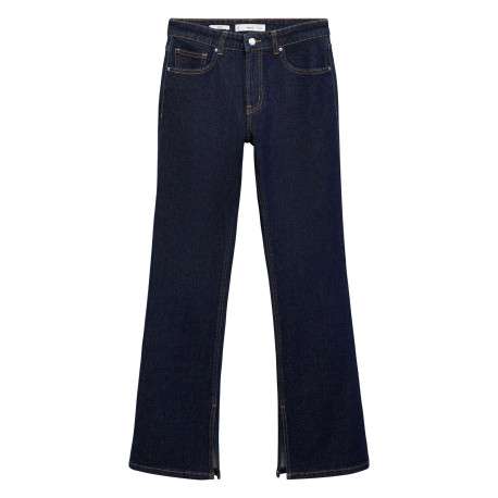 Jean en coton brut uni avec une coupe droite et passants pour ceinture