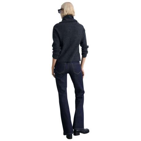 Jean en coton brut uni avec une coupe droite et passants pour ceinture - Image 2