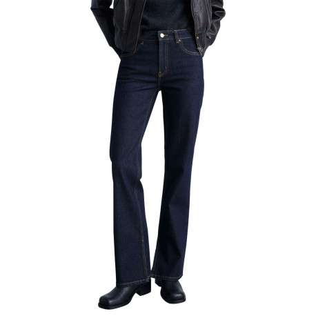 Jean en coton brut uni avec une coupe droite et passants pour ceinture - Image 4