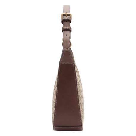 Sac à main porté épaule brun imprimé avec une fermeture zippée - Image 3