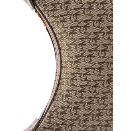 Sac à main porté épaule brun imprimé avec une fermeture zippée - Image 4