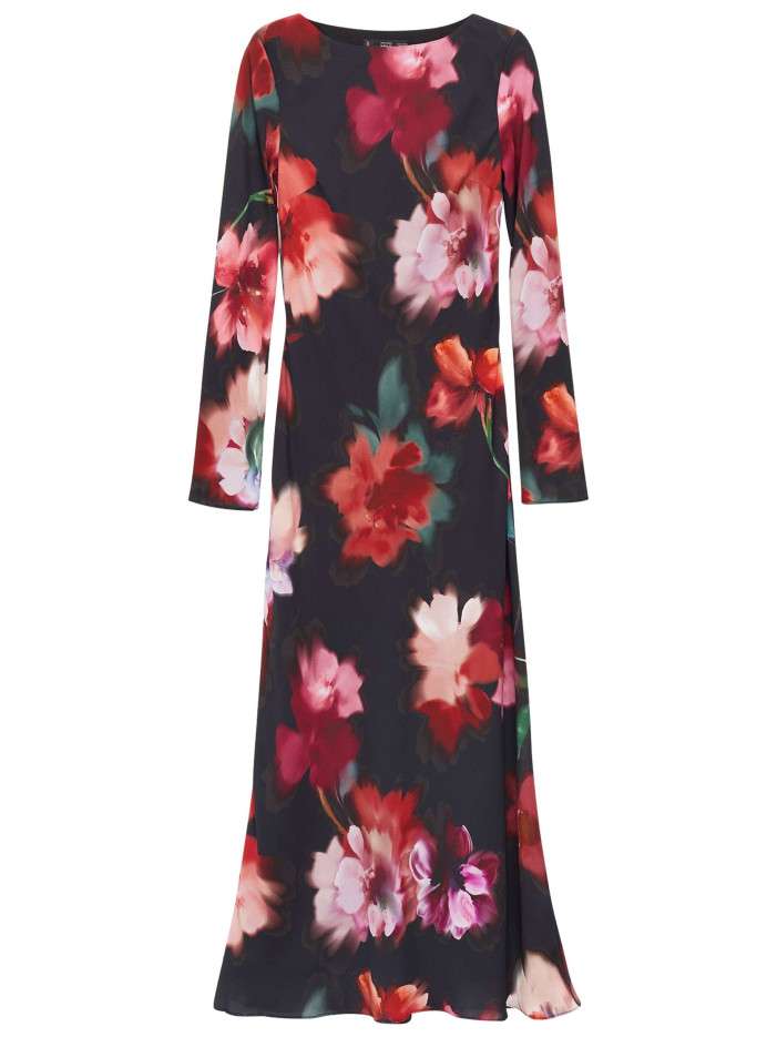 Robe longue noire imprimée...