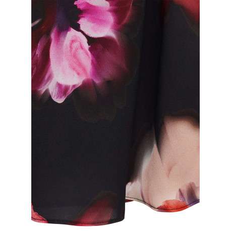 Robe longue noire imprimée avec une coupe droite à col rond - Image 3