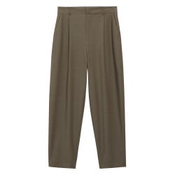 Chino kaki uni avec une coupe droite et des passants pour ceinture 