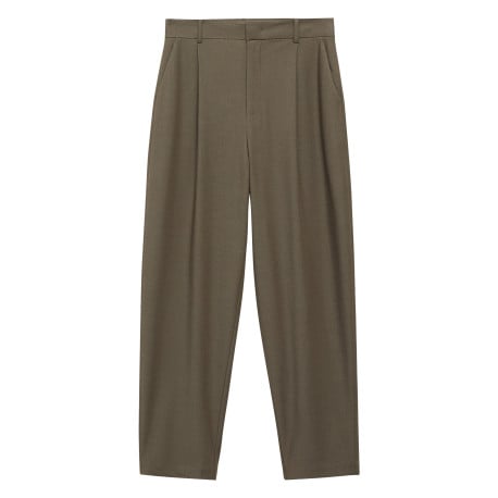 Chino kaki uni avec une coupe droite et des passants pour ceinture 