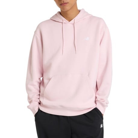 Sweat à capuche rose uni à coupe ample avec 1 poche kangourou et logo blanc