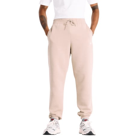 Pantalon Jogging beige uni à coupe droite avec taille élastiquée et 3 poches