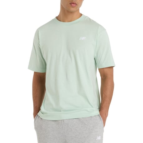 T-shirt en coton vert d'eau à manches courtes avec col rond et coupe droite