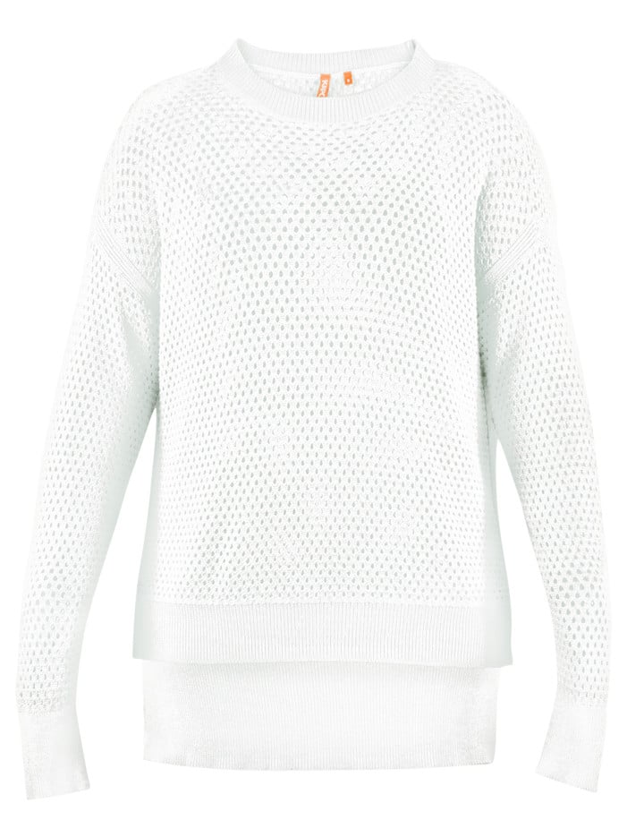 Pull blanc uni en maille...