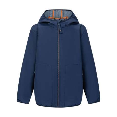Blouson à capuche bleu marine uni à coupe droite avec des poches zippées
