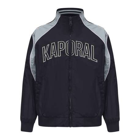 Veste bleue marine uni à col montant avec le nom de la marque