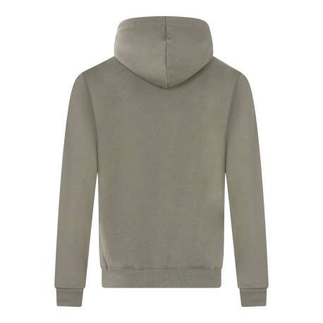 Sweat à capuche vert uni à coupe droite avec le nom de la marque brodé en relief - Image 2