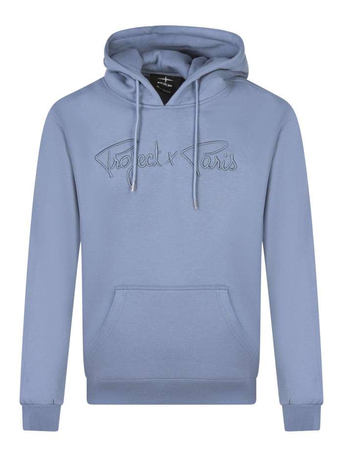 Sweat à capuche bleu uni à...