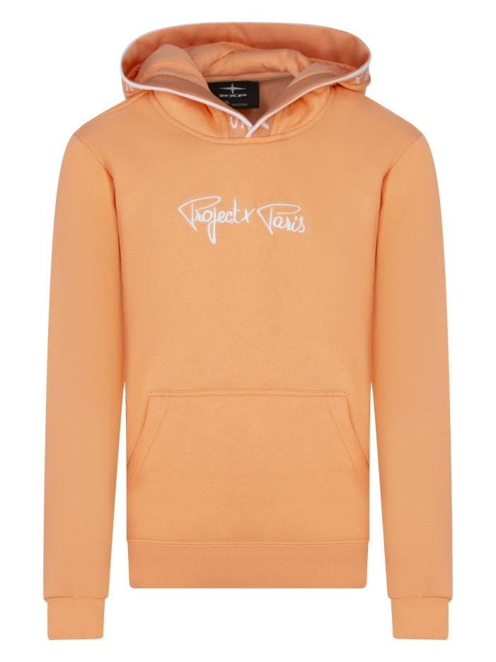 Sweat à capuche pêche uni à...