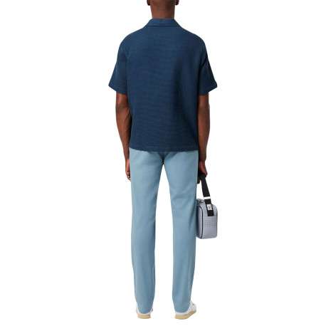 Chino 5 poches en coton bleu uni avec une coupe slim fit et une taille mi-haute - Image 2