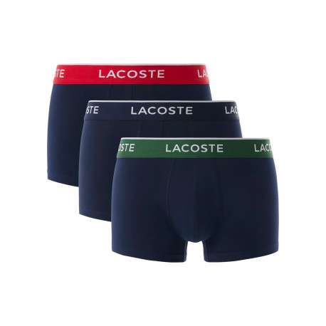 Lot de 3 boxers classiques bleus nuit en coton unis à ceinture tricolore