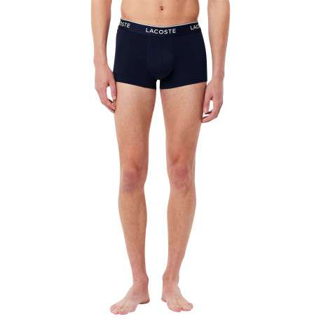 Lot de 3 boxers classiques bleus nuit en coton unis à ceinture tricolore - Image 3