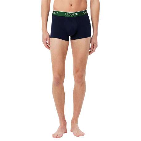 Lot de 3 boxers classiques bleus nuit en coton unis à ceinture tricolore - Image 4