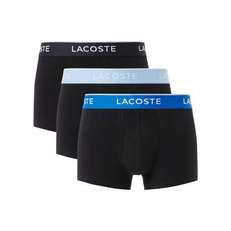 Lot de 3 boxers classiques noirs en coton unis à ceinture tricolore