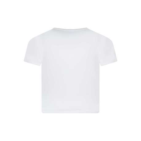 T-shirt court en coton blanc uni à coupe près du corps avec le nom de la marque - Image 2