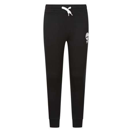 Pantalon Jogging en coton mélangé noir à coupe slim avec 2 poches et logo blanc