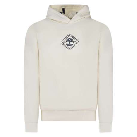 Sweat en coton beige à coupe droite avec col à capuche et logo noir imprimé