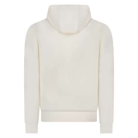 Sweat en coton beige à coupe droite avec col à capuche et logo noir imprimé - Image 2