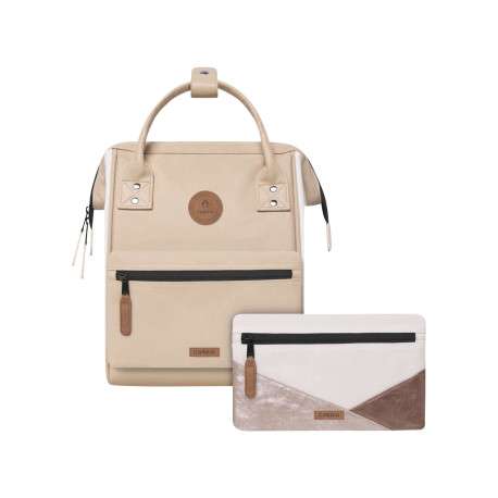 Sac à dos beige uni avec pochettes interchangeables et logo iconique
