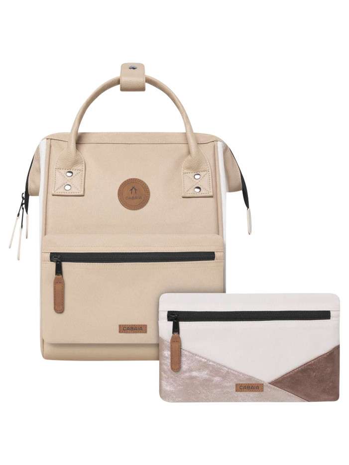 Sac à dos beige uni avec...