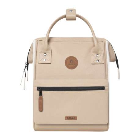 Sac à dos beige uni avec pochettes interchangeables et logo iconique - Image 2