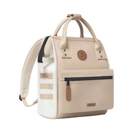 Sac à dos beige uni avec pochettes interchangeables et logo iconique - Image 4