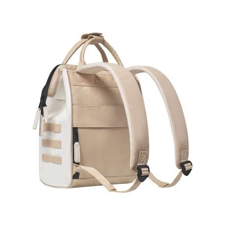 Sac à dos beige uni avec pochettes interchangeables et logo iconique - Image 5