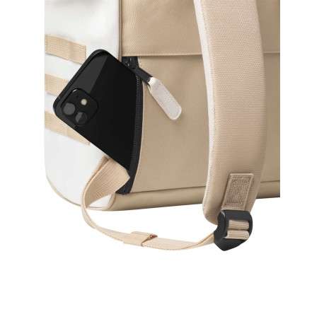 Sac à dos beige uni avec pochettes interchangeables et logo iconique - Image 9