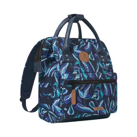 Sac à dos marine imprimé de feuilles avec logo iconique sur le devant - Image 4