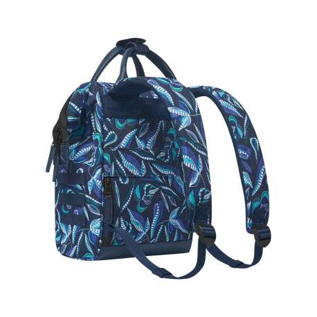 Sac à dos marine imprimé de feuilles avec logo iconique sur le devant - Image 5