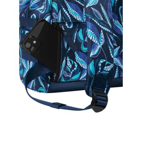 Sac à dos marine imprimé de feuilles avec logo iconique sur le devant - Image 9