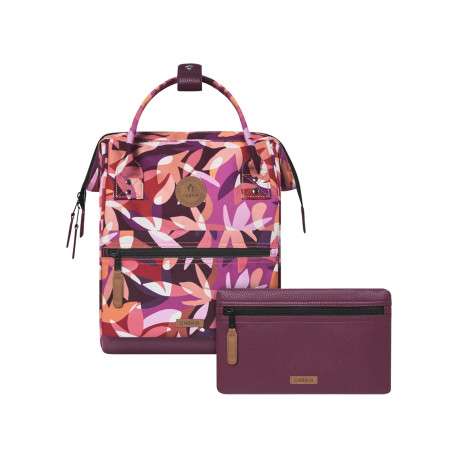 Sac à dos rose imprimé de fleurs avec des pochettes interchangeables