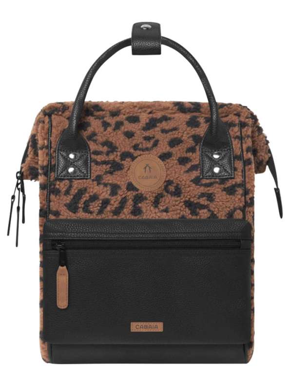 Sac à dos léopard imprimé avec deux pochettes interchangeables et logo ...