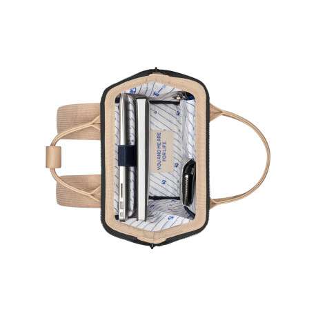 Sac à dos beige uni avec deux pochettes interchangeables et logo iconique - Image 8