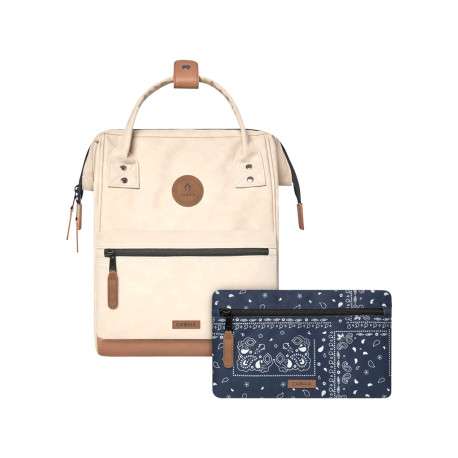 Sac à dos beige uni avec pochettes interchangeables et logo iconique